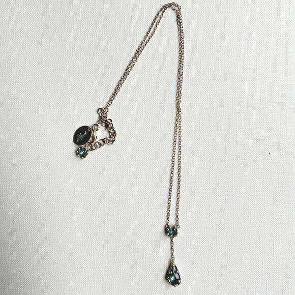 Sterling Silver & Glass Stone Y Necklace, Beautiful! - Picture 7 of 8